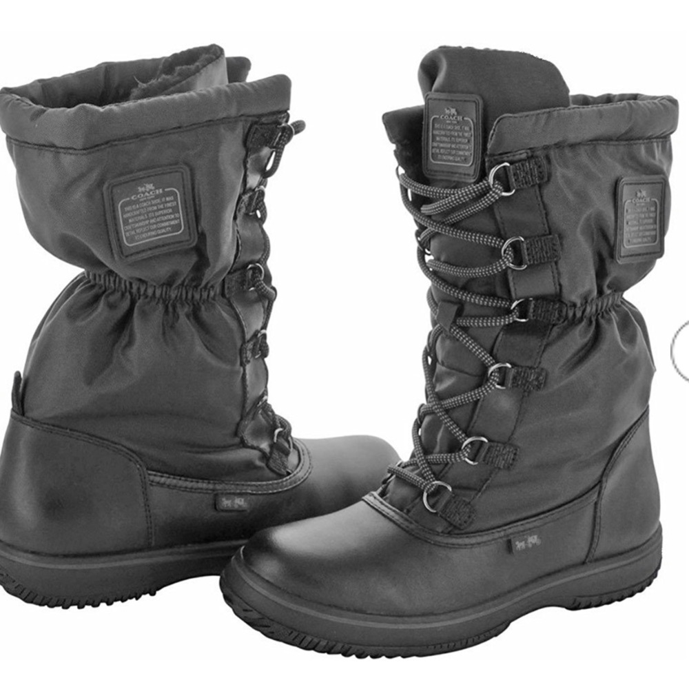 Coach black nylon hiking snow boots
